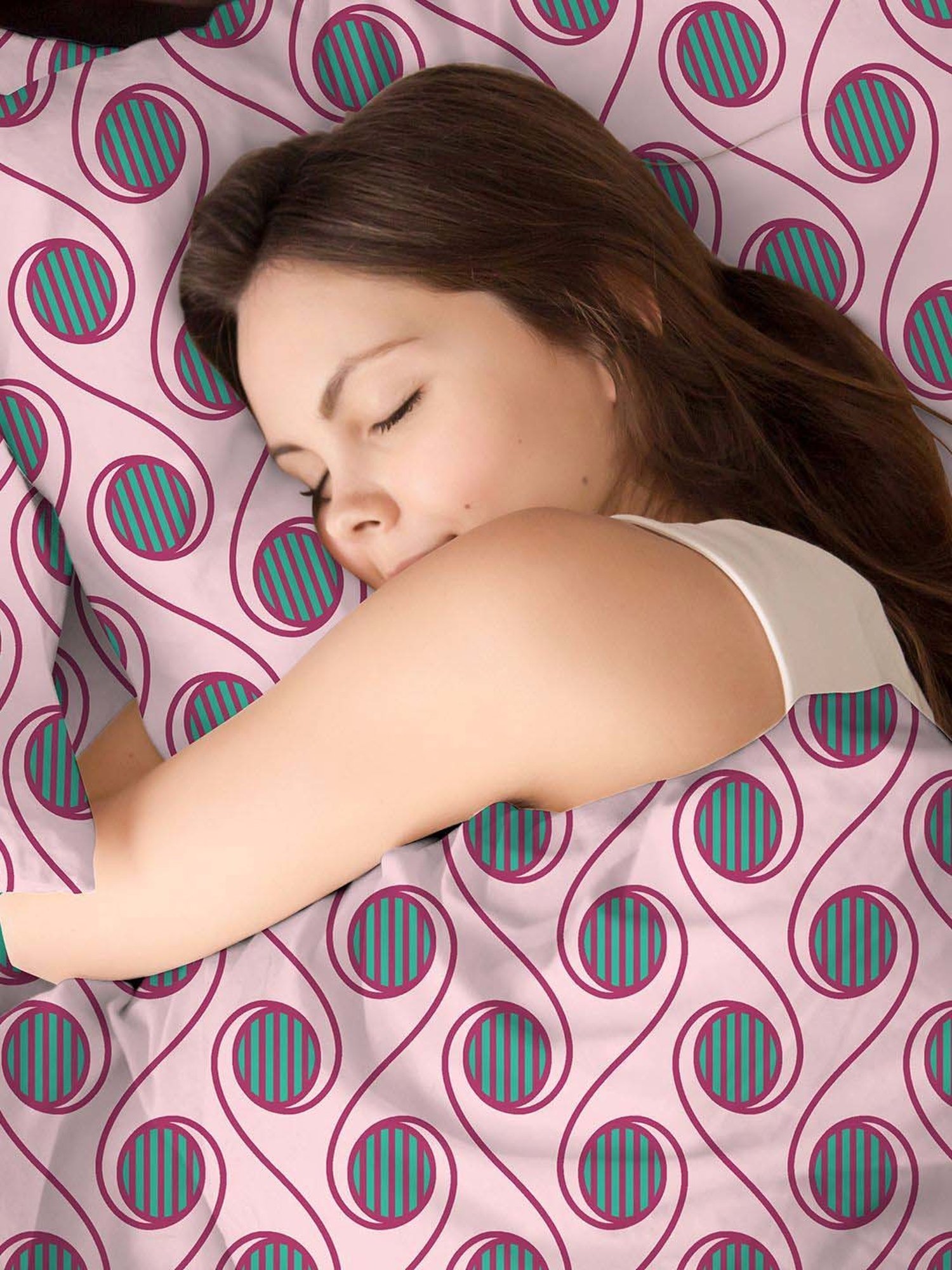 Layers Firenze Pink Cotton 140 TC Double Size Bed Sheet with Pillow Cover