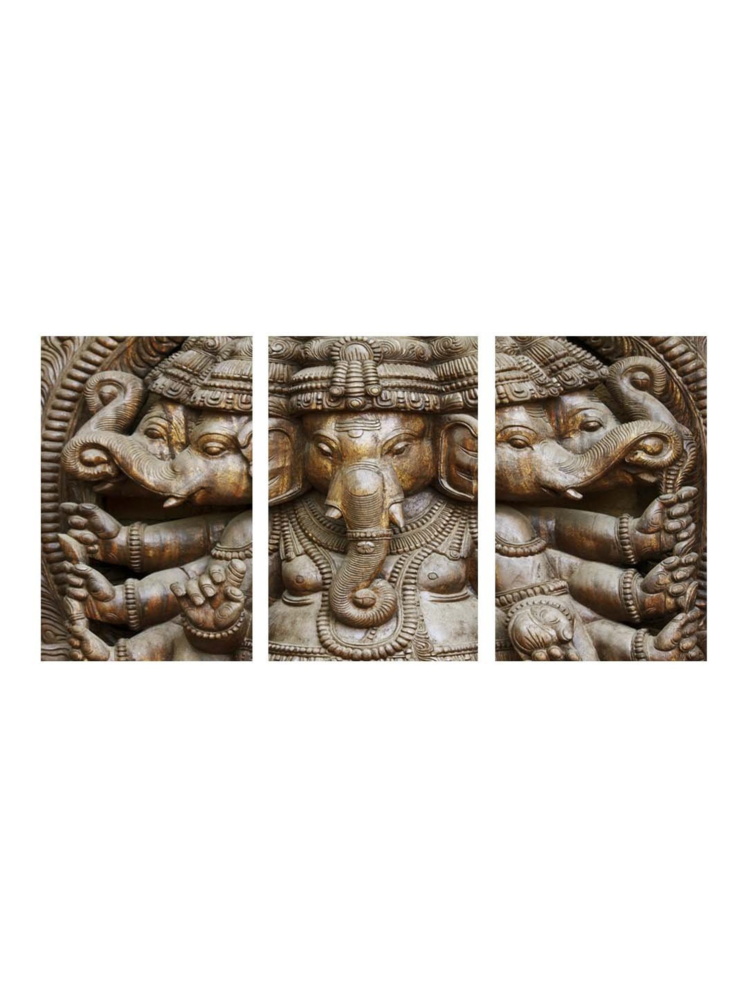 999Store Brown Lord Ganesha Art 3 Frame Canvas Paintings