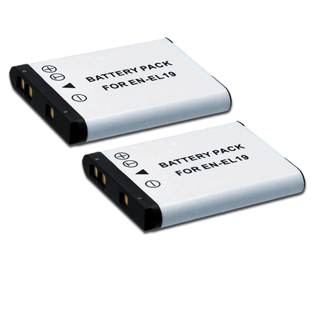 2 High Capacity Replacement Nikon EN-EL19 Batteries with AC/DC Quick Charger Kit for Nikon Coolpix S6800 Digital Camera