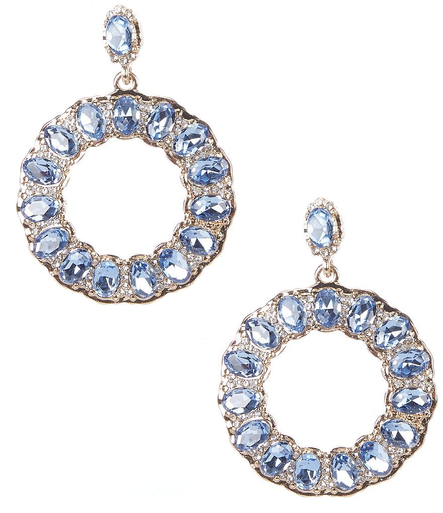 Gemma Layne Pave Stone Open Circle Drop Earrings