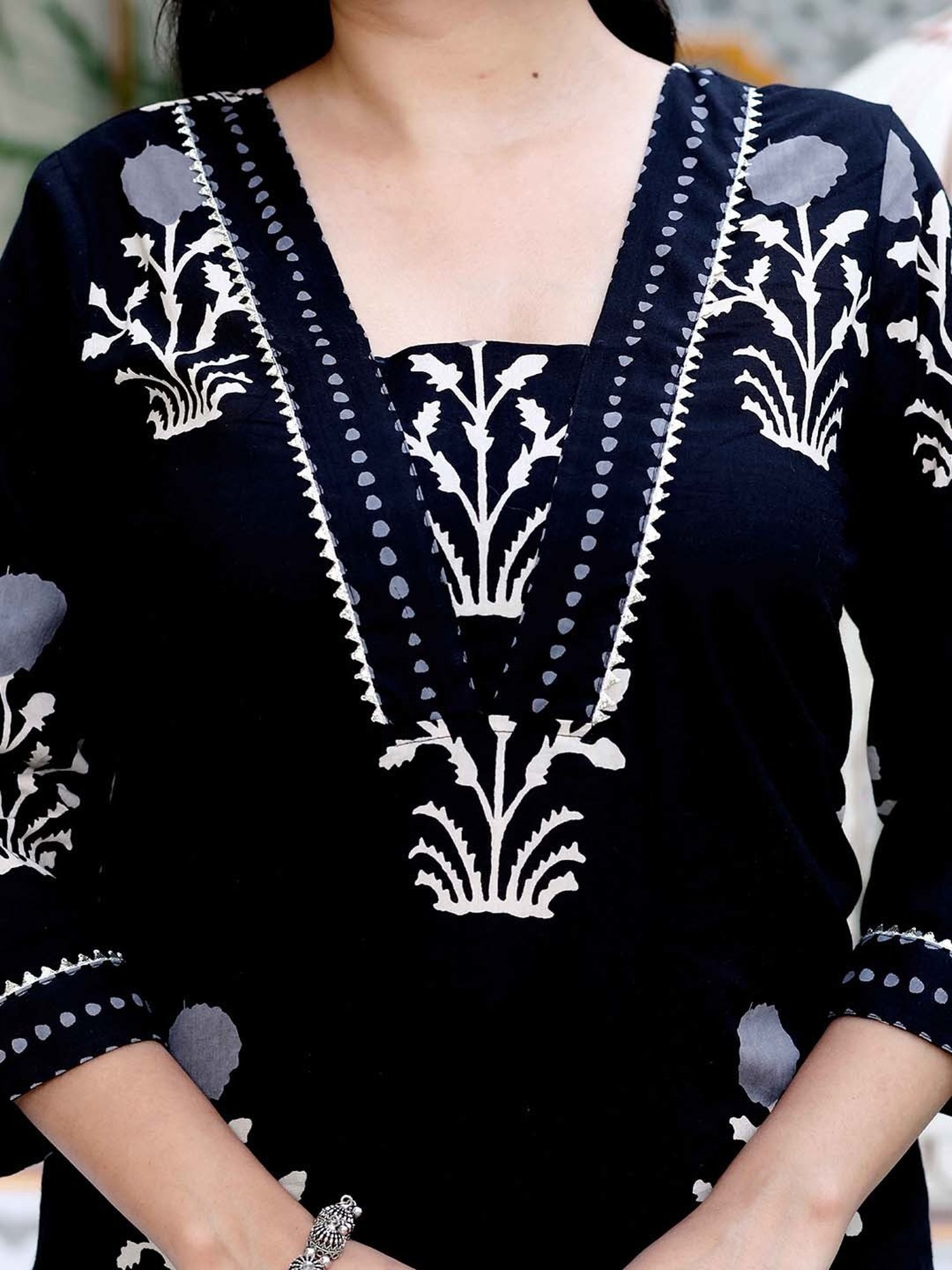 Miravan Black Printed Kurta & Palazzo Set