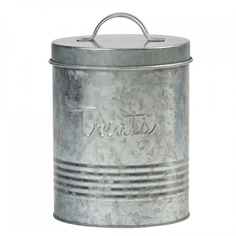 Amici Pet Retro Treats Metal Food Canister, Galvanized, 72oz