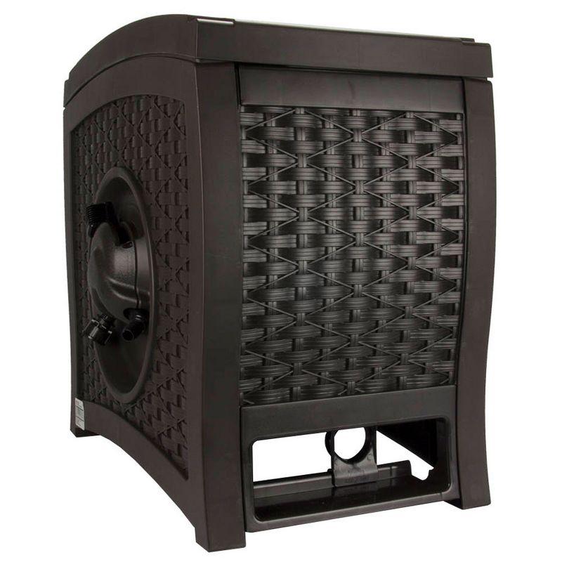 Suncast RSW125D 125 Foot Wicker Reel Touch and Go Garden Hose Storage, Mocha