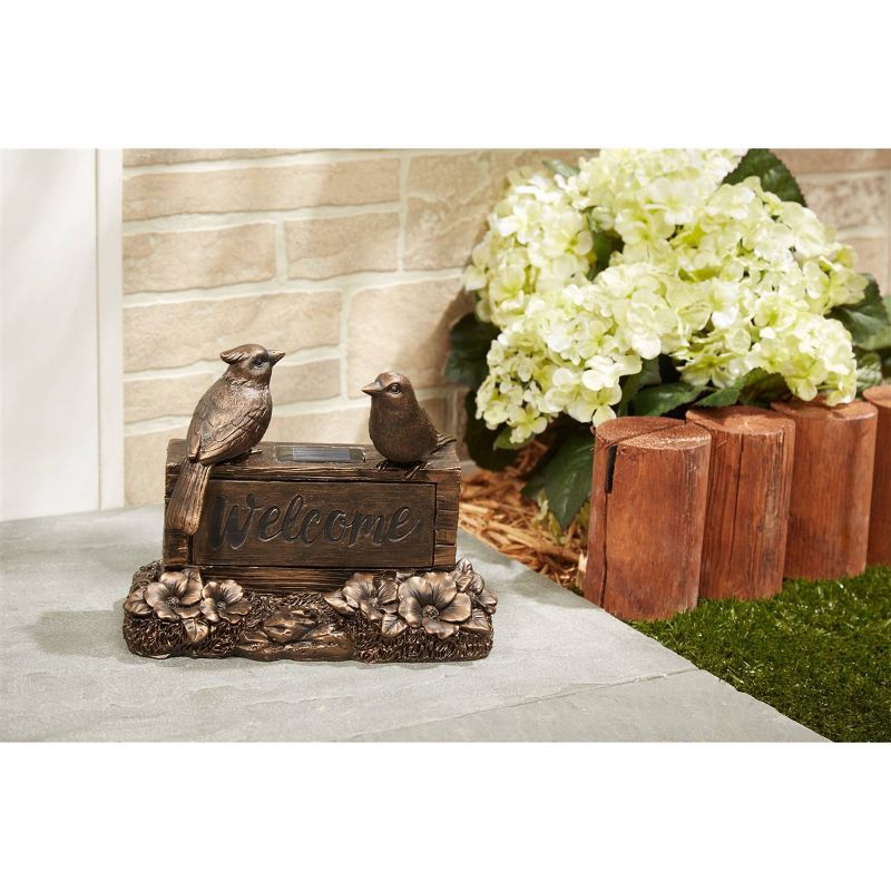 10" LED Solar Welcome Birds Sign Brown - Smart Solar