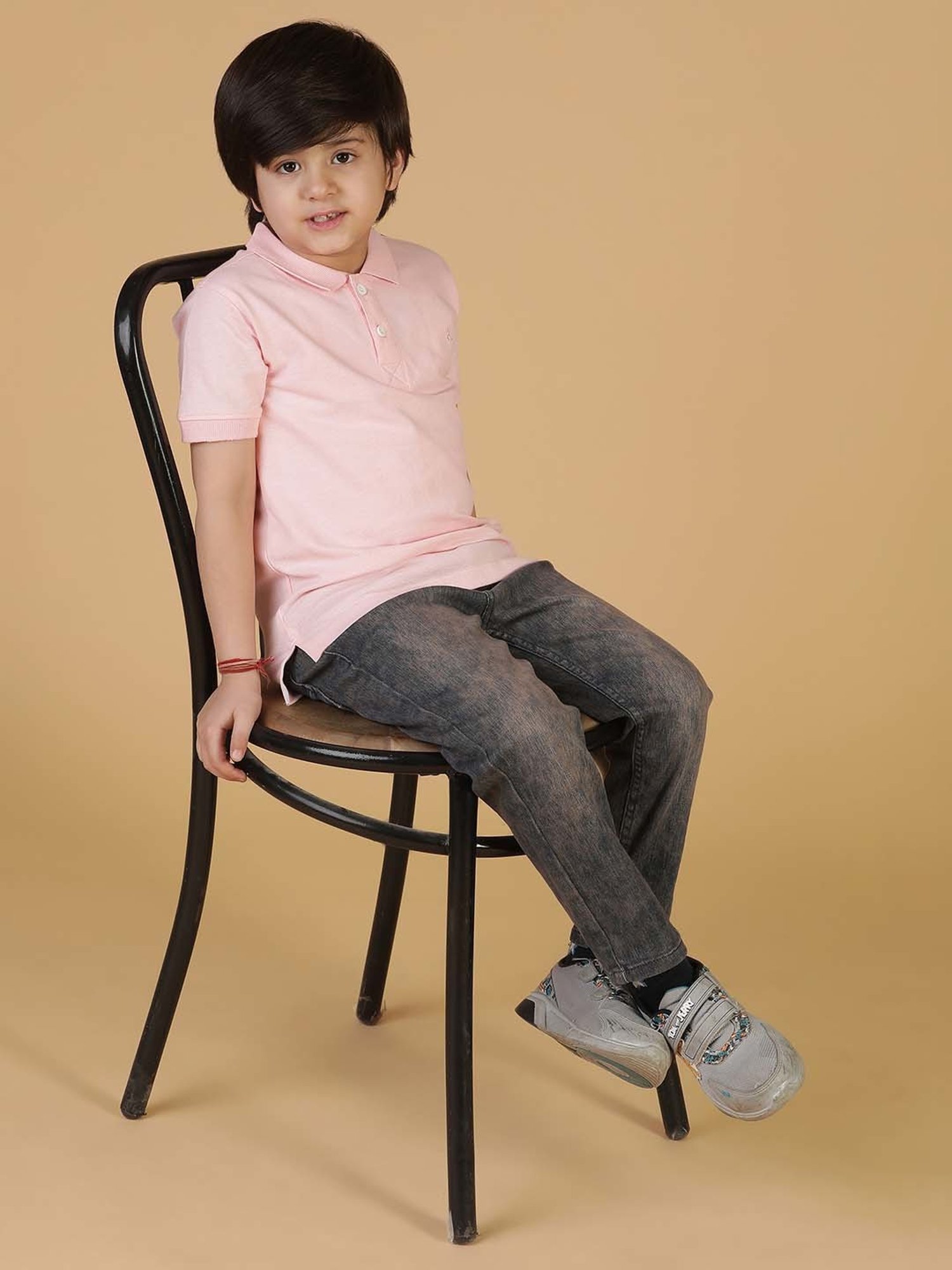 Tales & Stories Kids Pink Cotton Regular Fit Polo T-Shirt