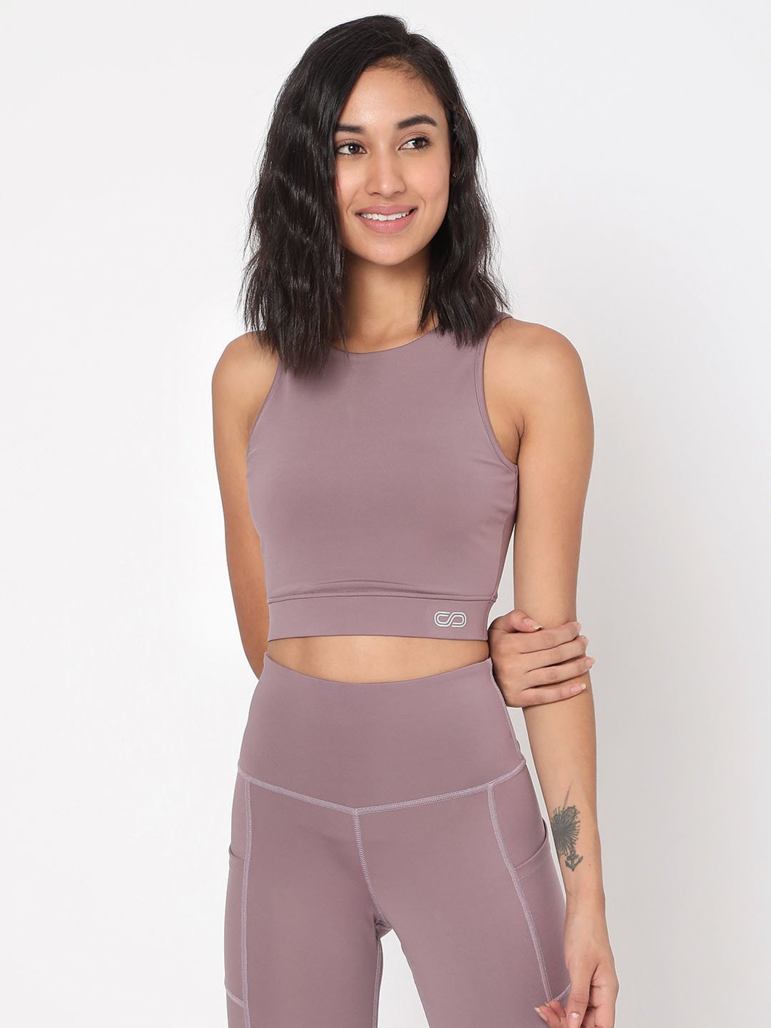 SILVERTRAQ Mauve Relaxed Fit Crop Top
