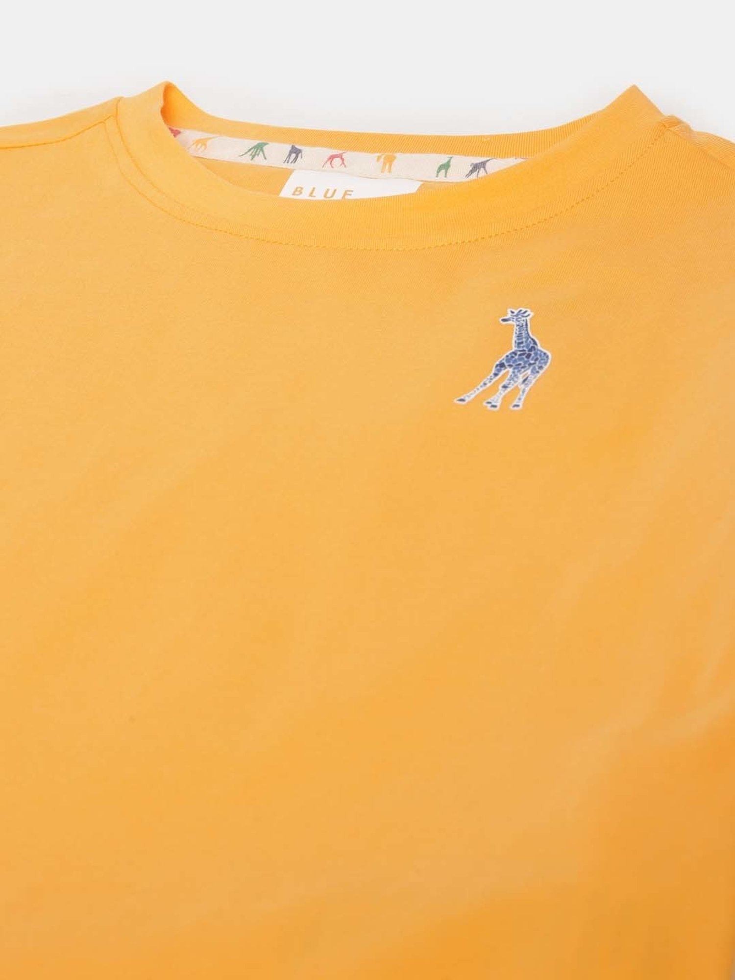 Blue Giraffe Kids Yellow Cotton Logo T-Shirt