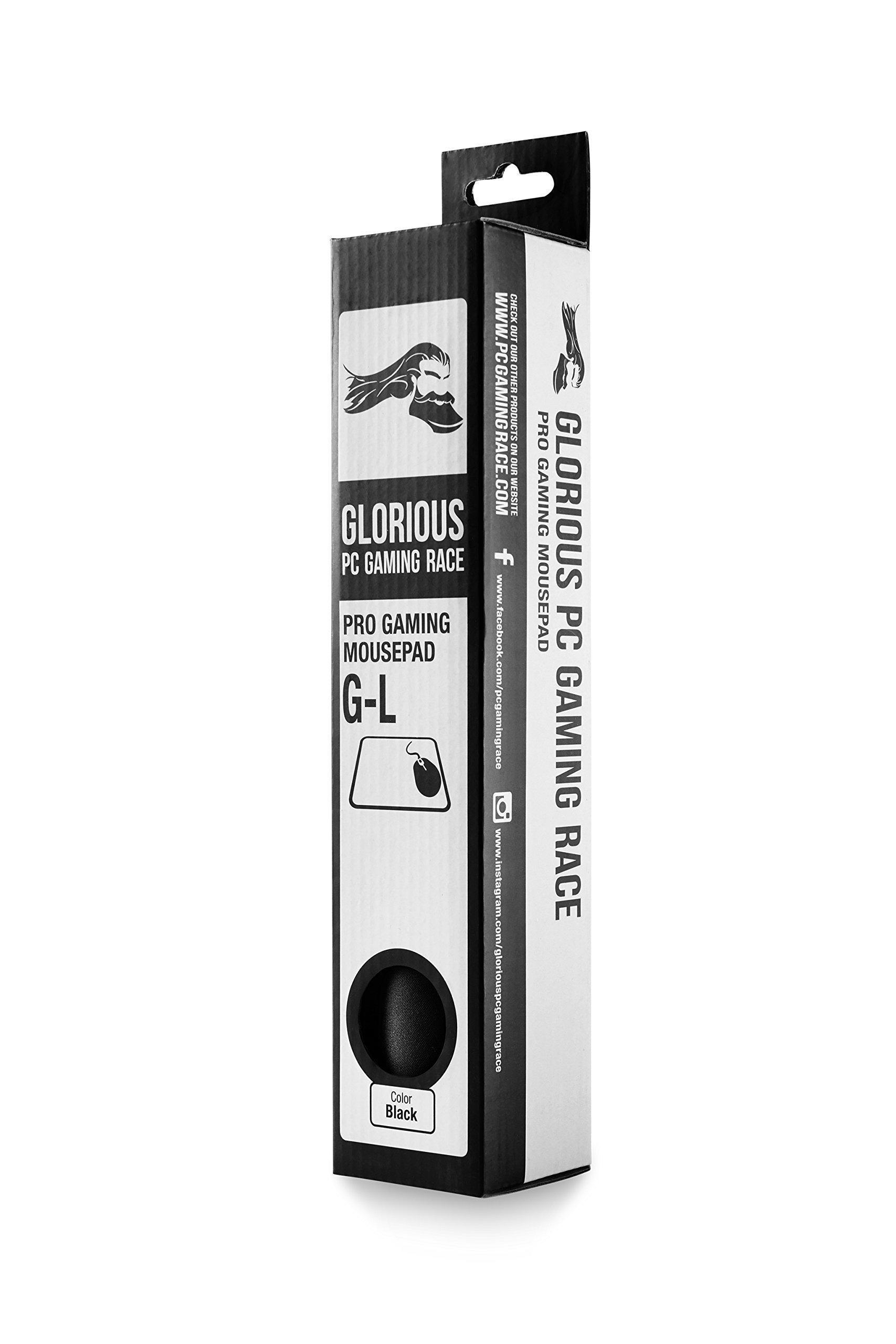 Glorious Large Gaming Mouse Mat / Pad - Stitched Edges, 2mm thick, Black Mousepad | 11"x13"x0.08" (G-L)