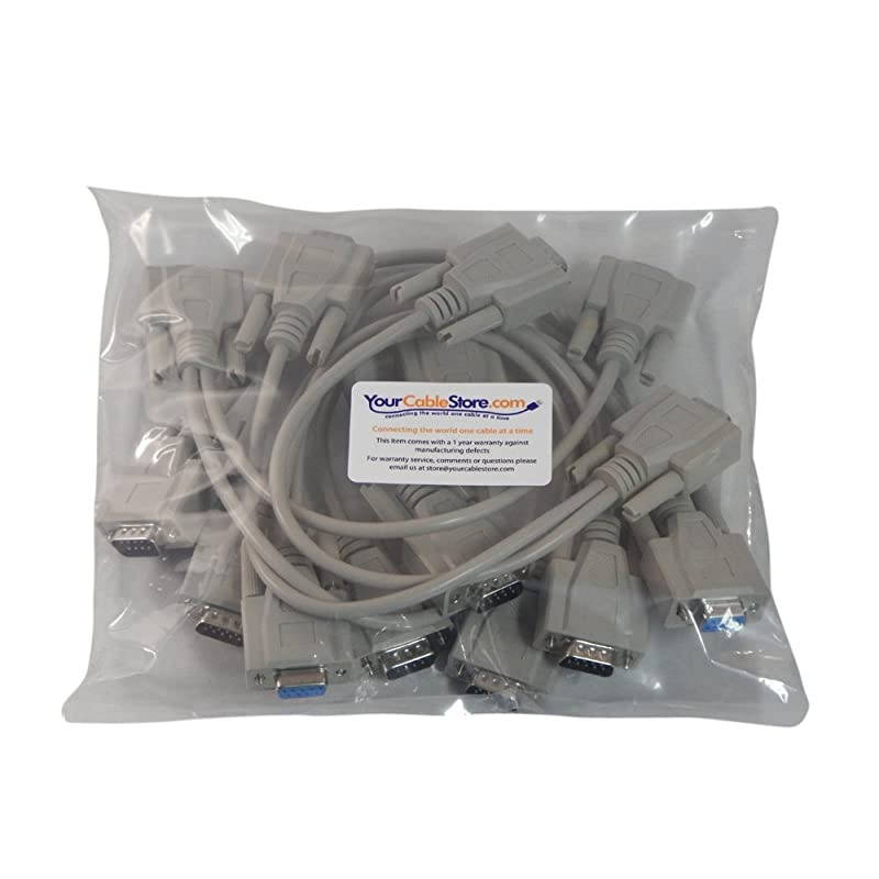 Store 1 Foot 9 Pin Serial Splitter Cable DB9 2 Male / 1 Female RS232 5 Pack