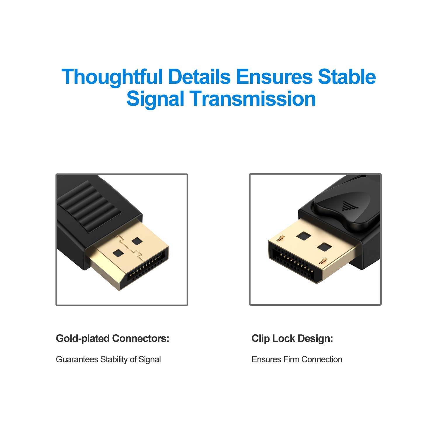 Rankie DisplayPort to DisplayPort Cable, DP to DP, 4K Resolution, 6 Feet, Black