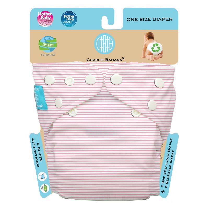 Charlie Banana Reusable All-in-One Diaper - Pink Pencil Stripe