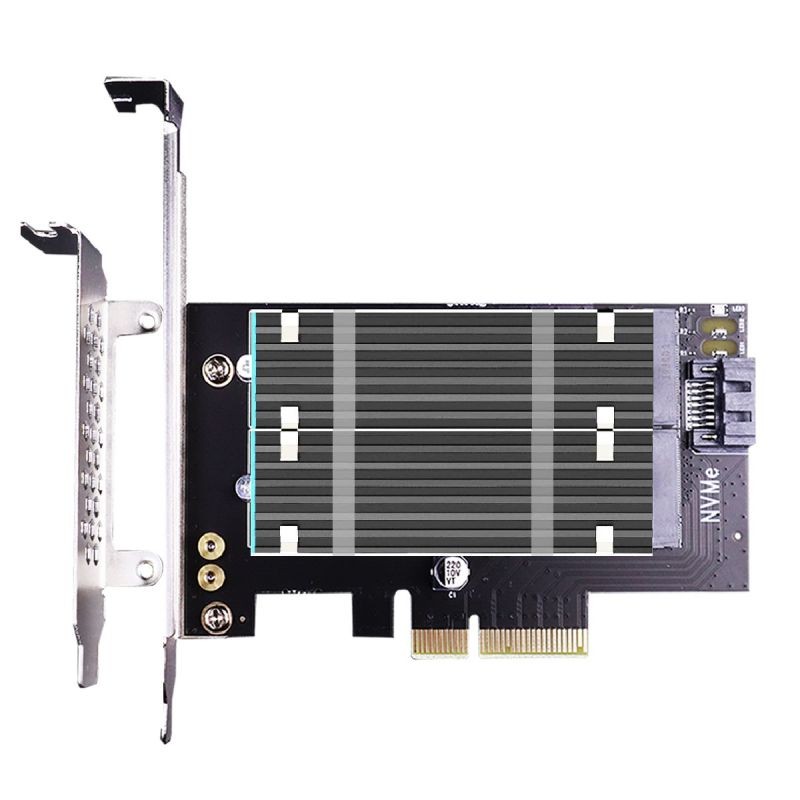 GLOTRENDS 2 in 1 M.2 PCIE 4.0 Adapter Add-on Card with M.2 Heatsink for M.2 PCIE (NVME/AHCI) SSD and M.2 SATA SSD (PA12-HS)