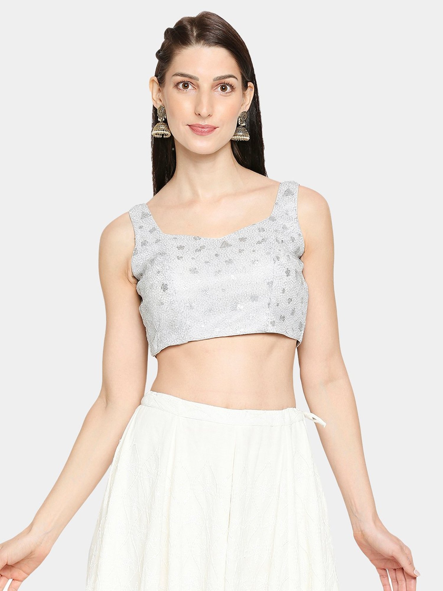 Salwar Studio Silver Embellished Blouse