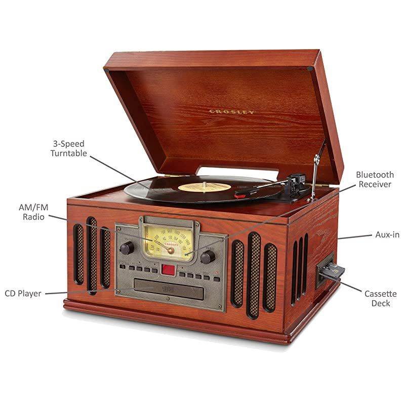 CR704DPA Musician 3Speed Turntable with Radio CdCassette Player Auxin and Bluetooth Paprika