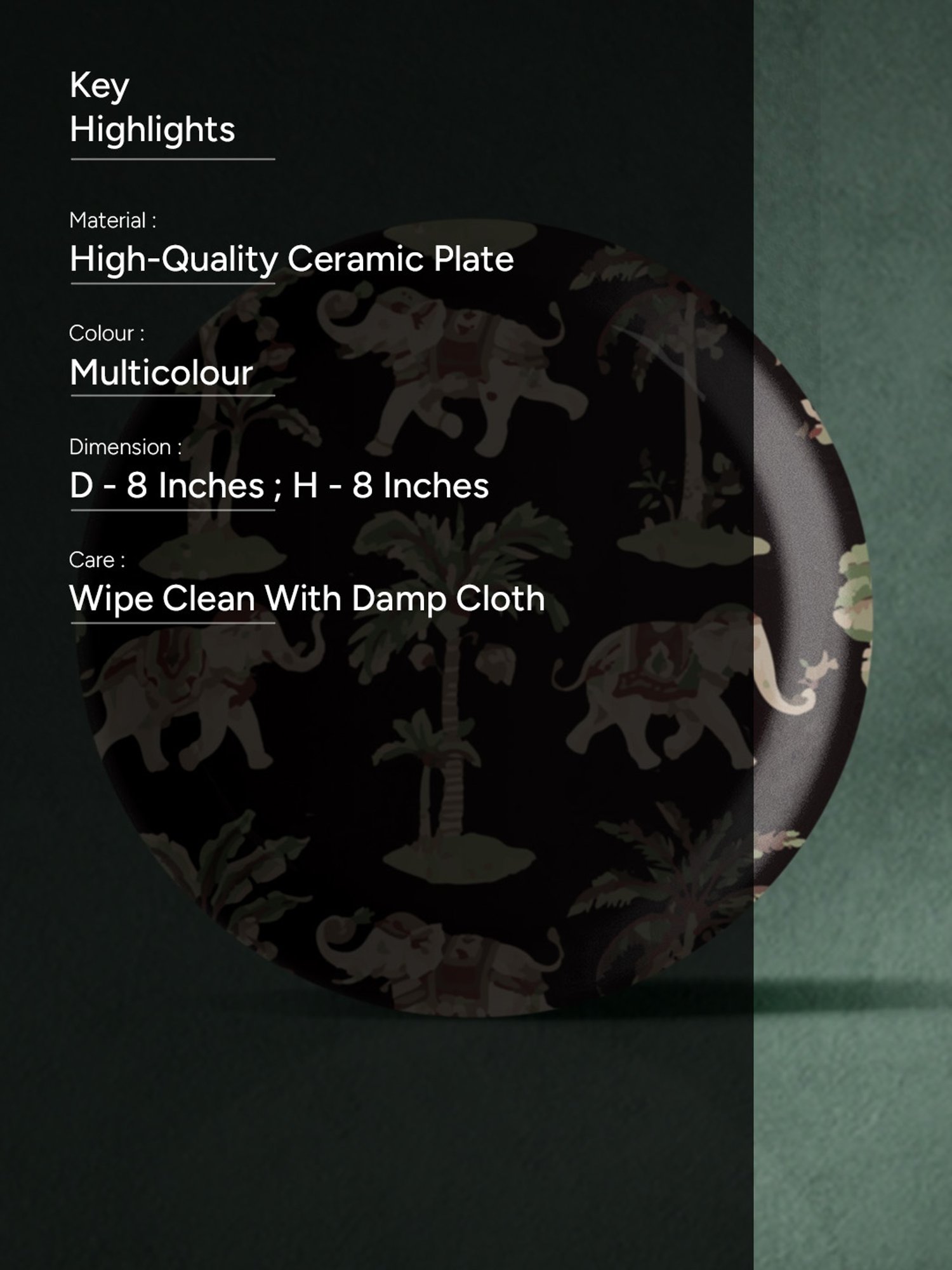 Nestroots Rajasthani Traditional Print Multicolor Porcelain Wall Plate