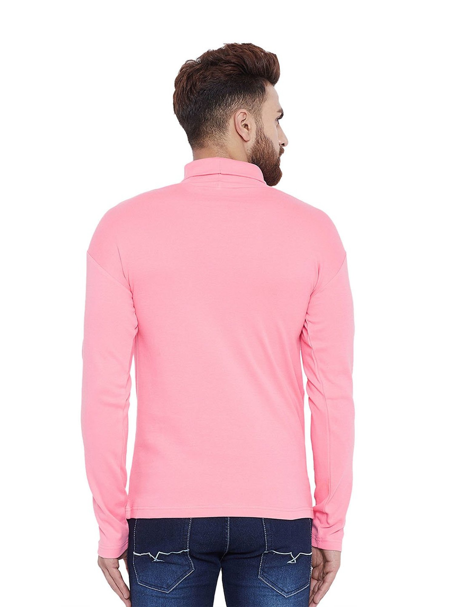 Hypernation Pink Solid High Neck T-Shirt