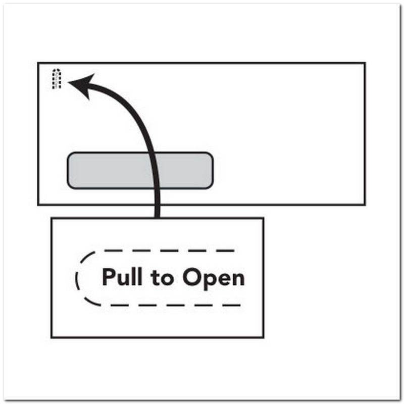 #10 Regular Business Envelopes, 4-1/8" x 9-1/2", White, Poly Window, Tear Strip, Printed "Pull to Open" (Box of 500)
