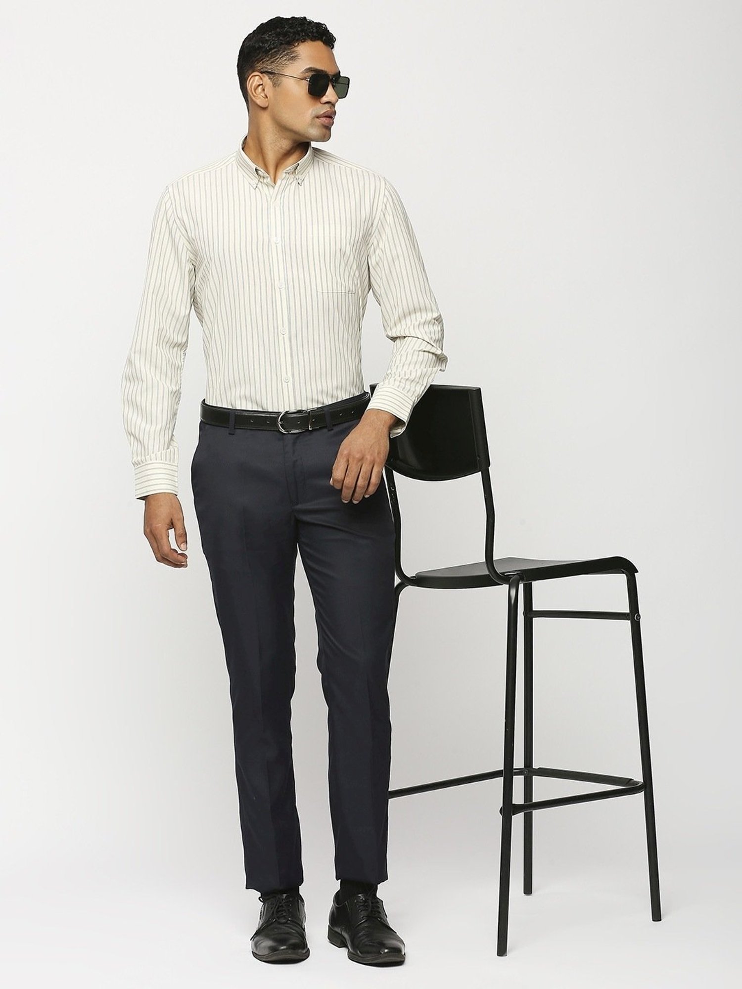 Solemio Navy Slim Fit Trousers