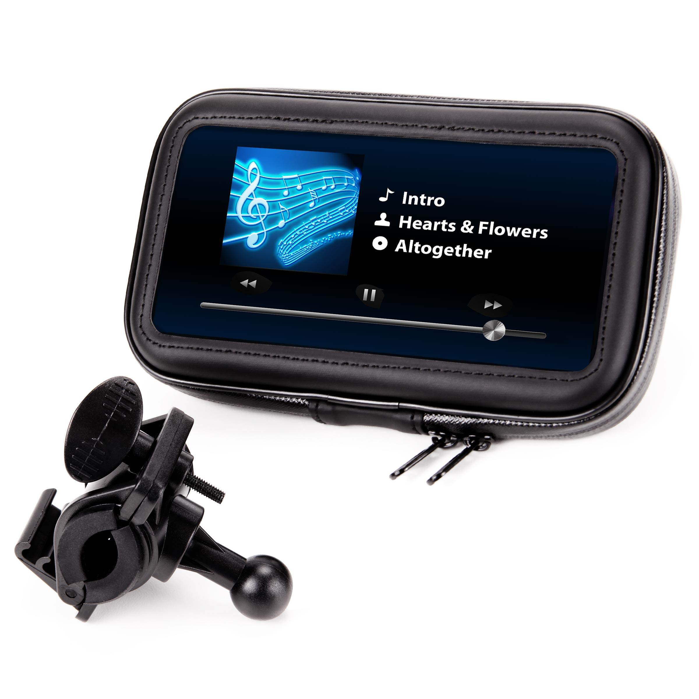 Weatherproof Bicycle Handlebar Display Mount for 4.3-inch &  3.5-inch Garmin Nuvi 30 / 255W / 1350LMT / 1390LMT and More GPS Navigation Systems - by USA Gear *Includes Microfiber Cleaning Cloths*