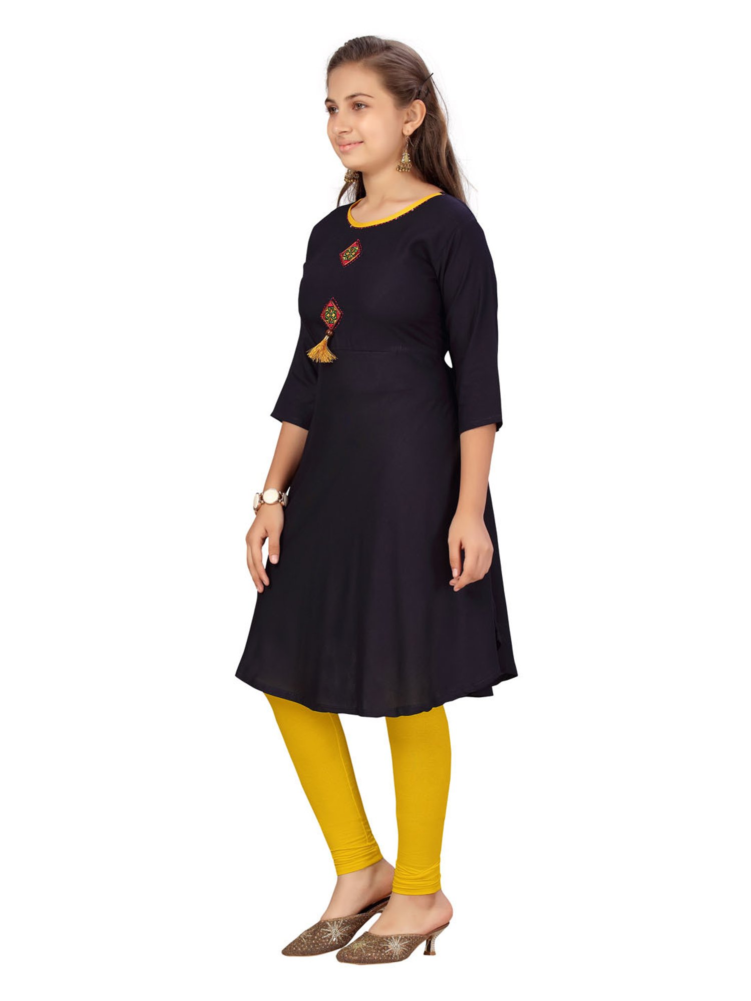 Peppermint Kids Navy Regular Fit Kurta Set