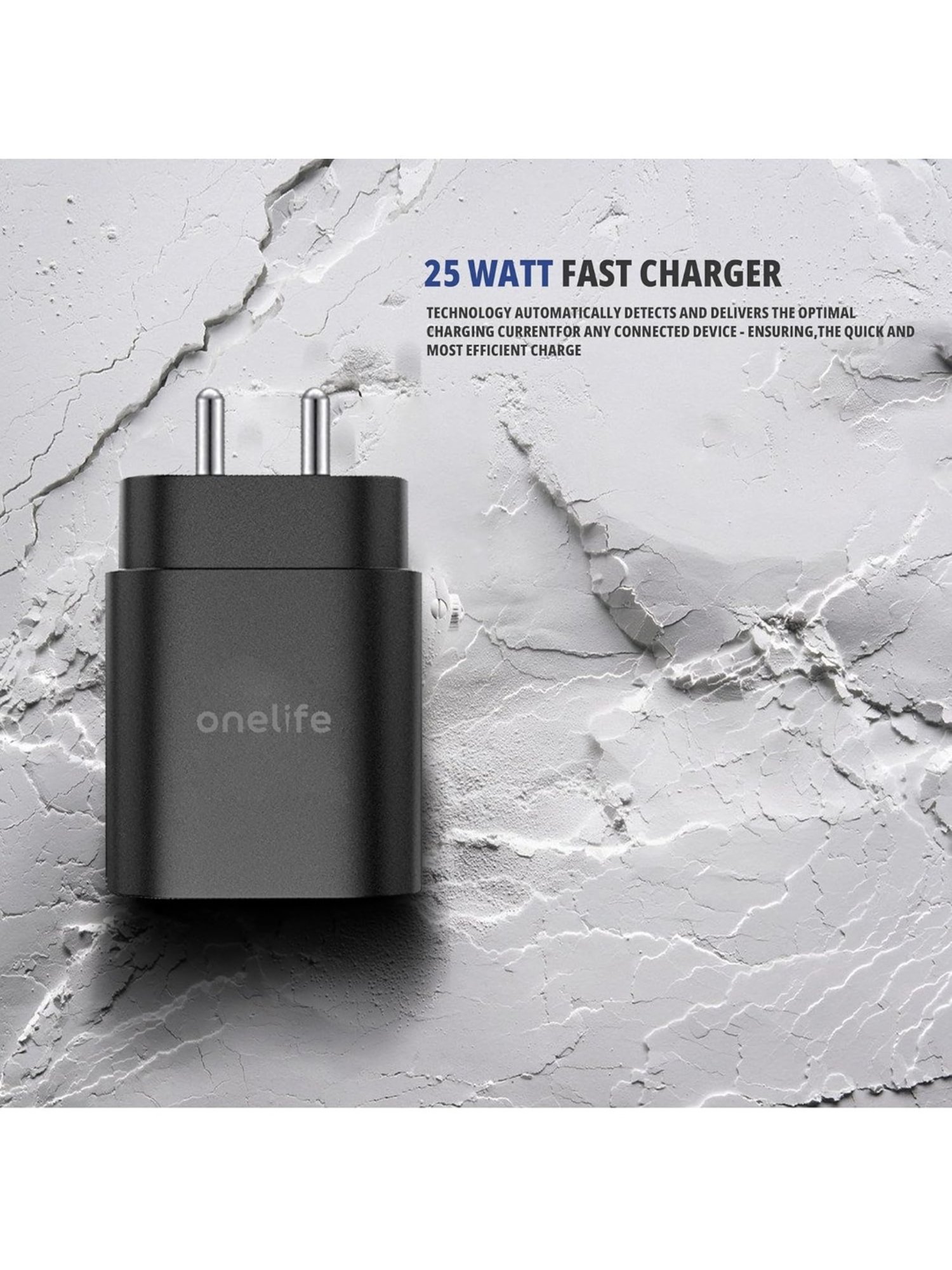 One Life 25W PD Singe Port Fast Wall Charger with Multi-Layer Protection (Black)