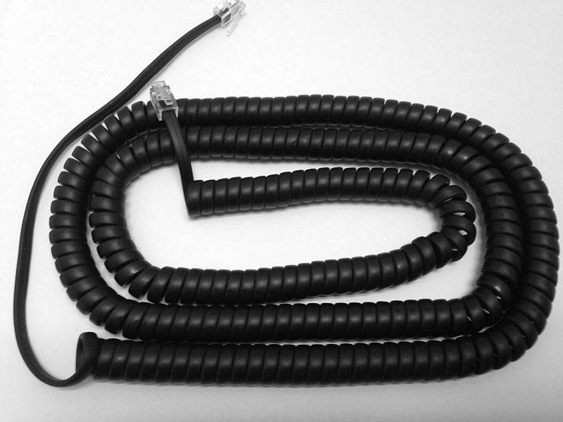 The VoIP Lounge Replacement 25 Ft Long Black Handset Receiver Curly Cord for Shoretel IP Phone 110 115 210 212 230 230G 265 420 480 480G 485 565 560 530 560G 565G 655