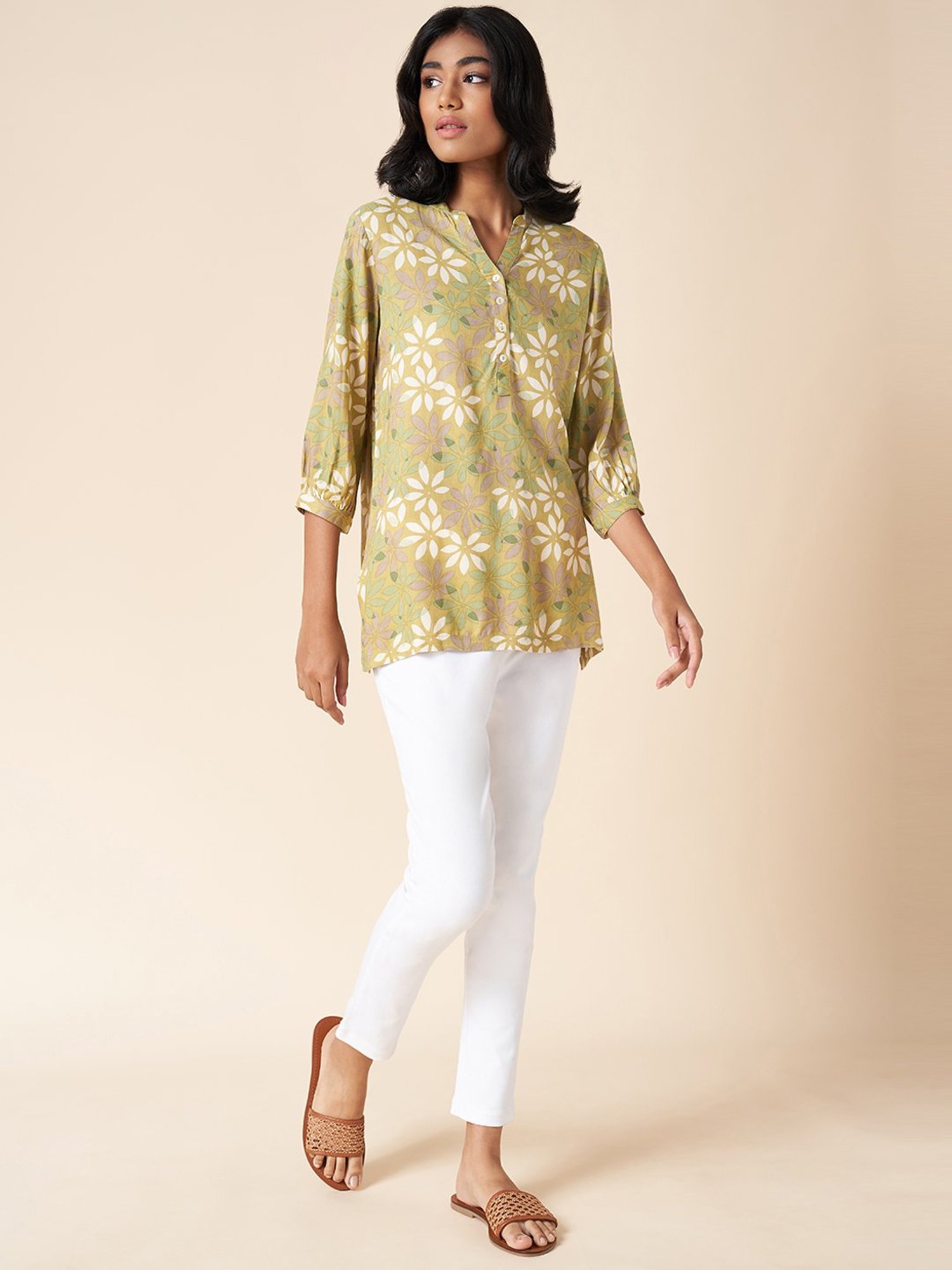 Akkriti by Pantaloons Green Printed Tunic