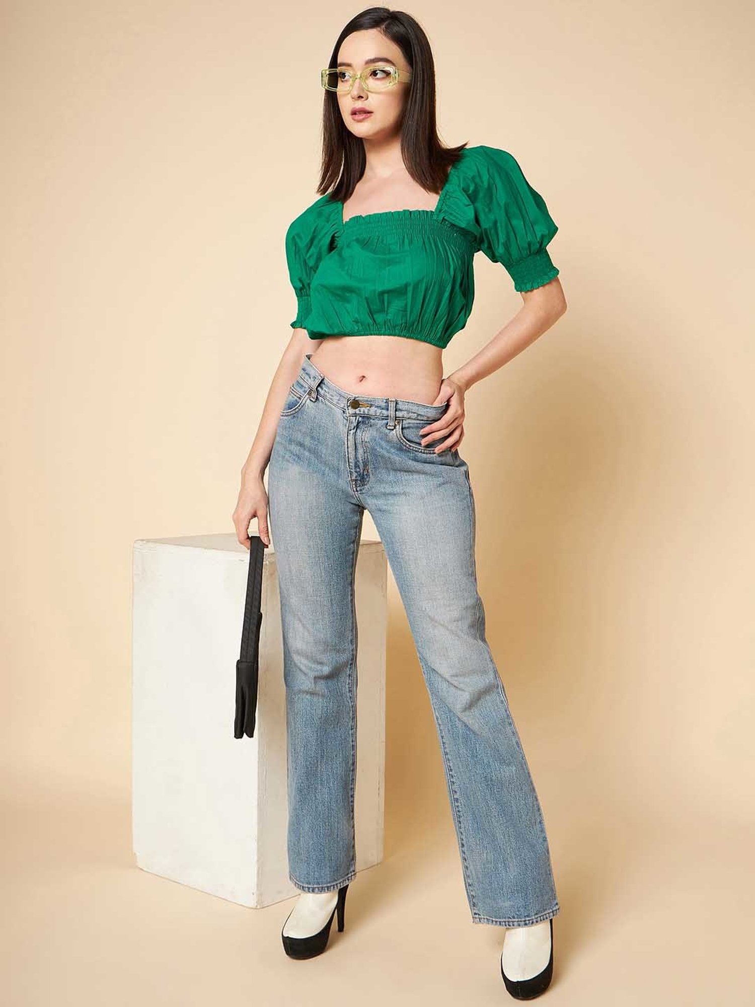 High Star Green Crop Top