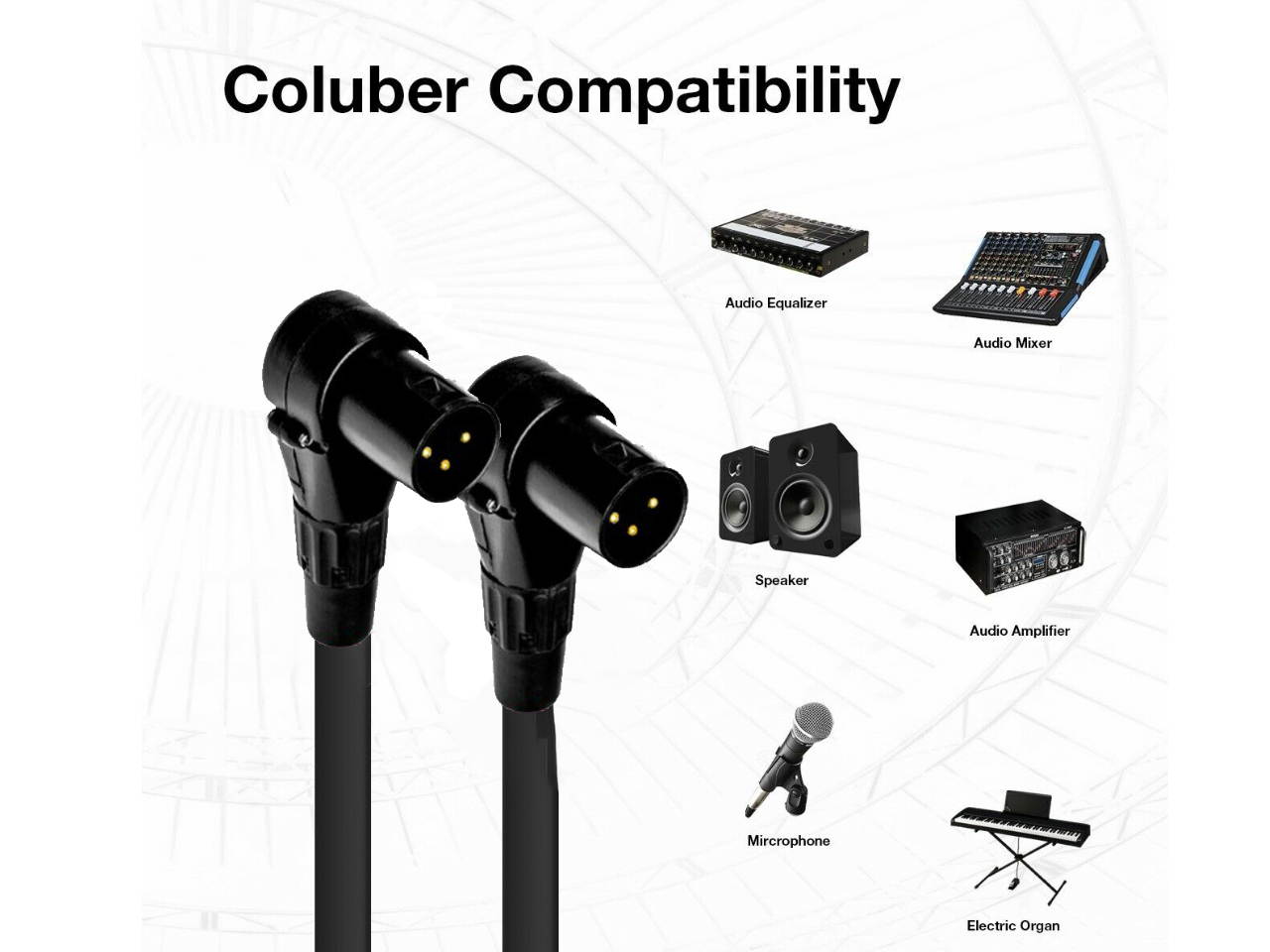 Right Angle 3-Pin XLR Male Balanced Cable Custom Length, Color Professional Cord