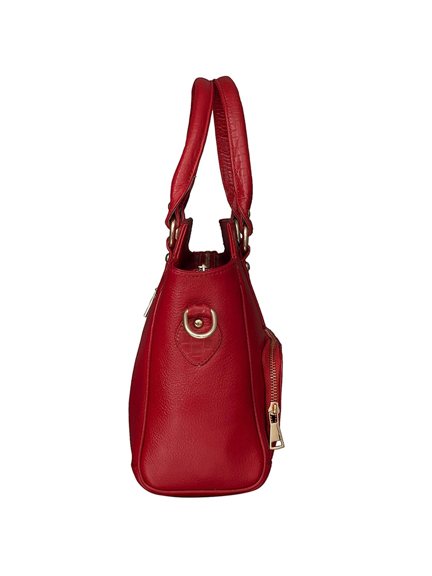 HiLEDER Red Solid Medium Satchel Handbag
