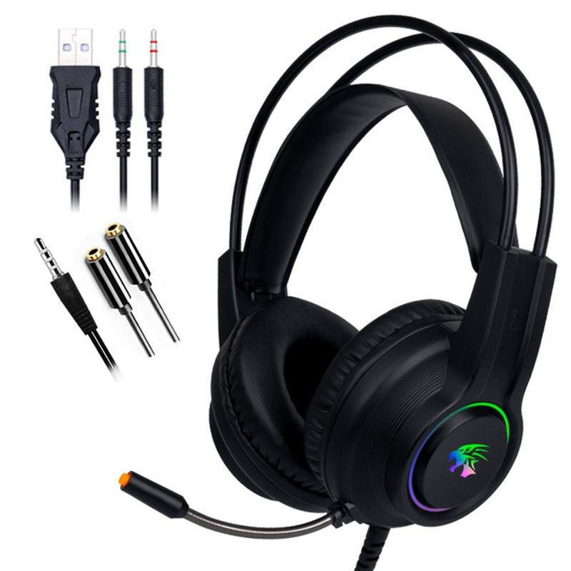 Gaming Headset, Joso 3.5mm Wired Bass Stereo Noise Isolation Over Ear Gaming Headphones with Mic & LED Light for PC, Laptop, Computer, Cellphone, PS5, PS4, Nintendo Switch