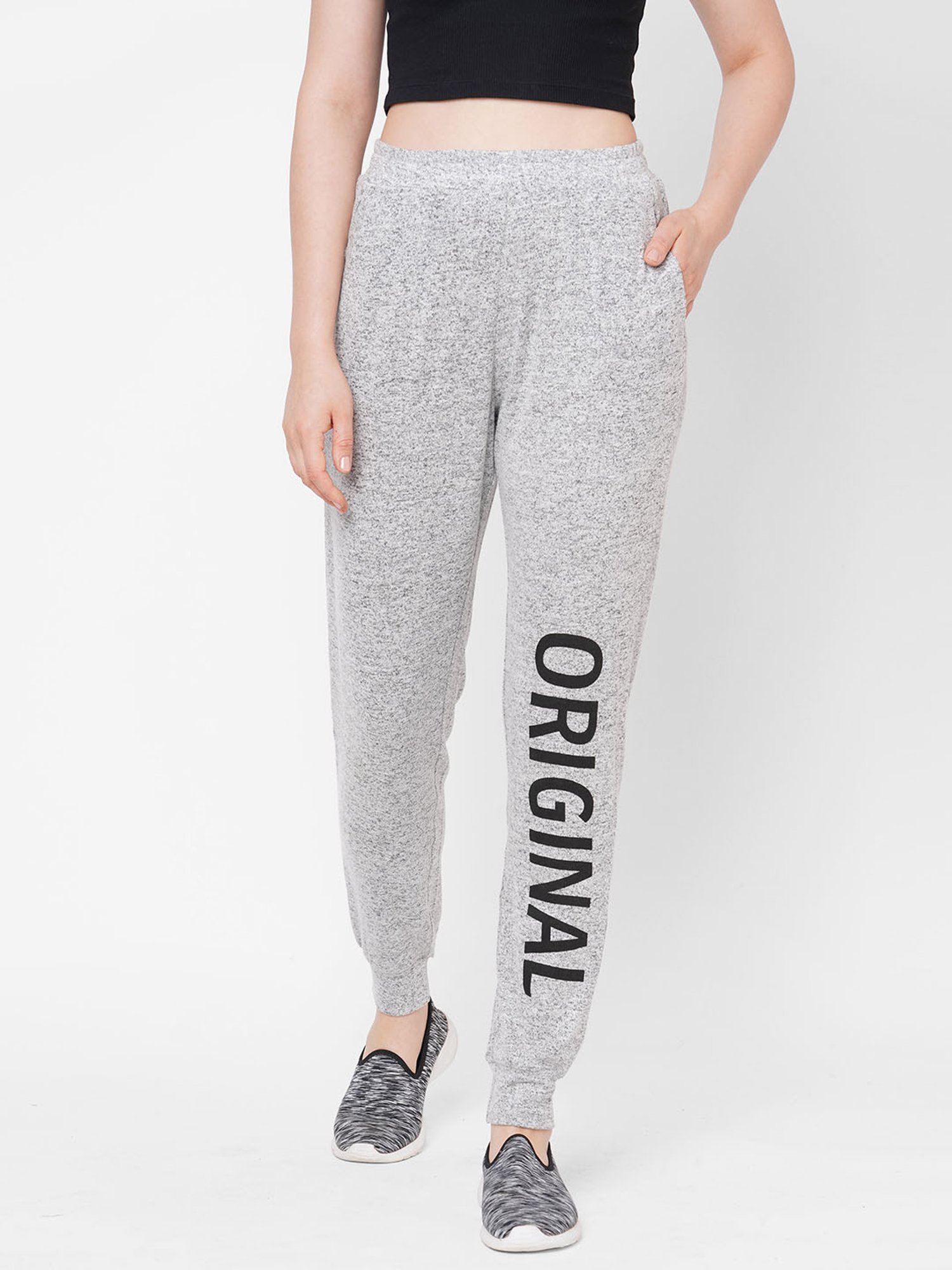 Mystere Paris Grey Melange Graphic Print Joggers