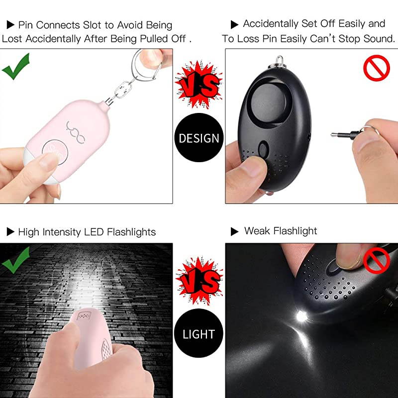 Safe Personal Alarm 130db Personal Safety Alarm Siren Song for Women Keychain with USB Rechargeable LED Flashlight Emergency Self Defense Safe Sound for Kids Elderly White