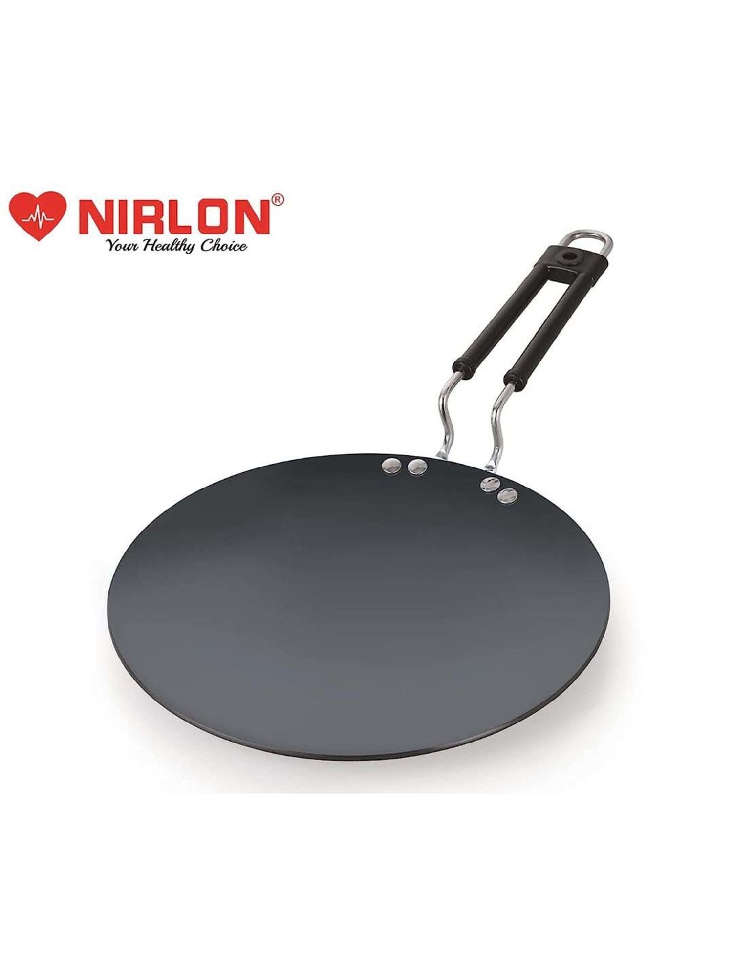 Nirlon Black Hard Anodised 24.5 cm Concave Roti Tawa With Bakelite Wire Handle (0.5 L)