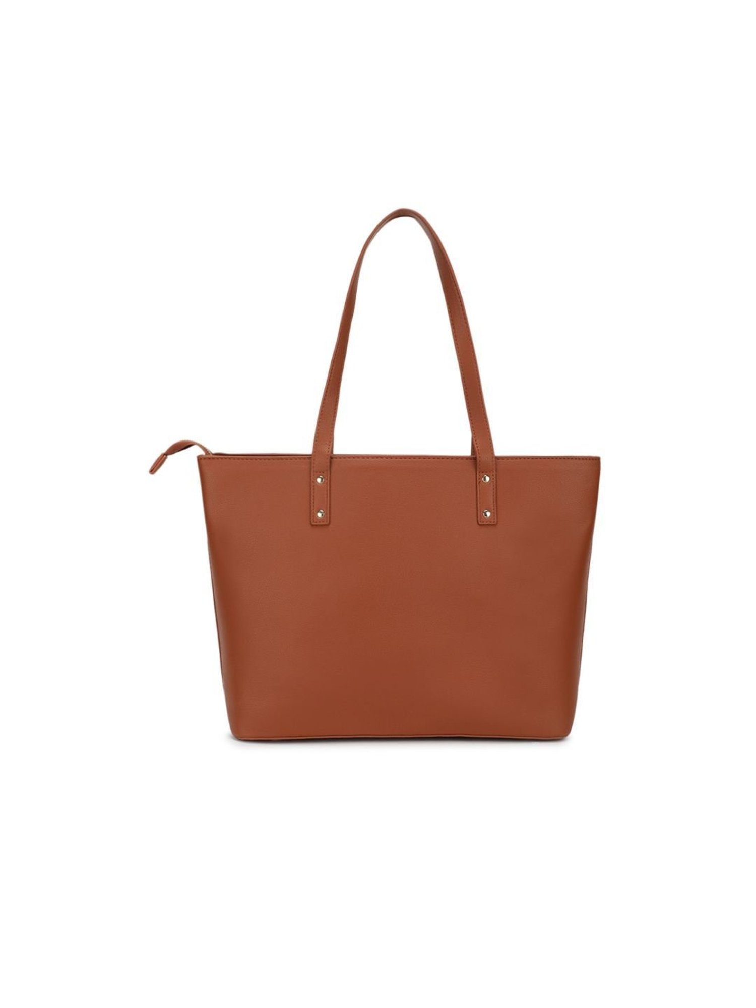 Tyra Daisy Tan Solid Faux Leather Tote Handbag