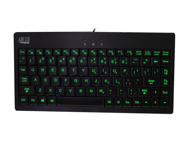 Adesso AKB-110EB SlimTouch 3 RGB colors illuminated Mini USB keyboard with multimedia hot keys, 2X large print keycap