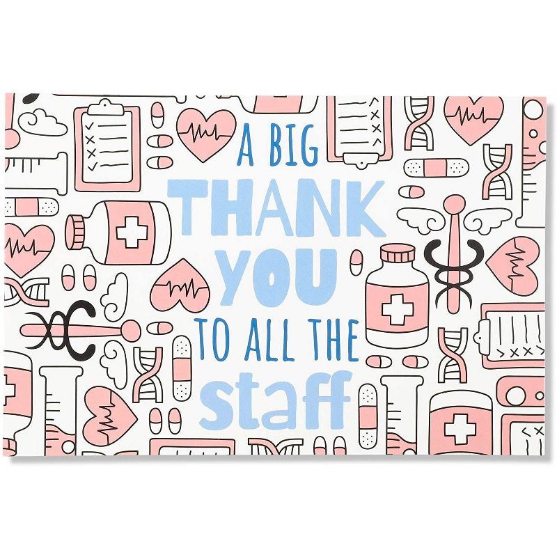 24-Pack Nurse & Doctor Appreciation Thank You Cards, 6 Assorted Designs, Blank Inside, 4x6
