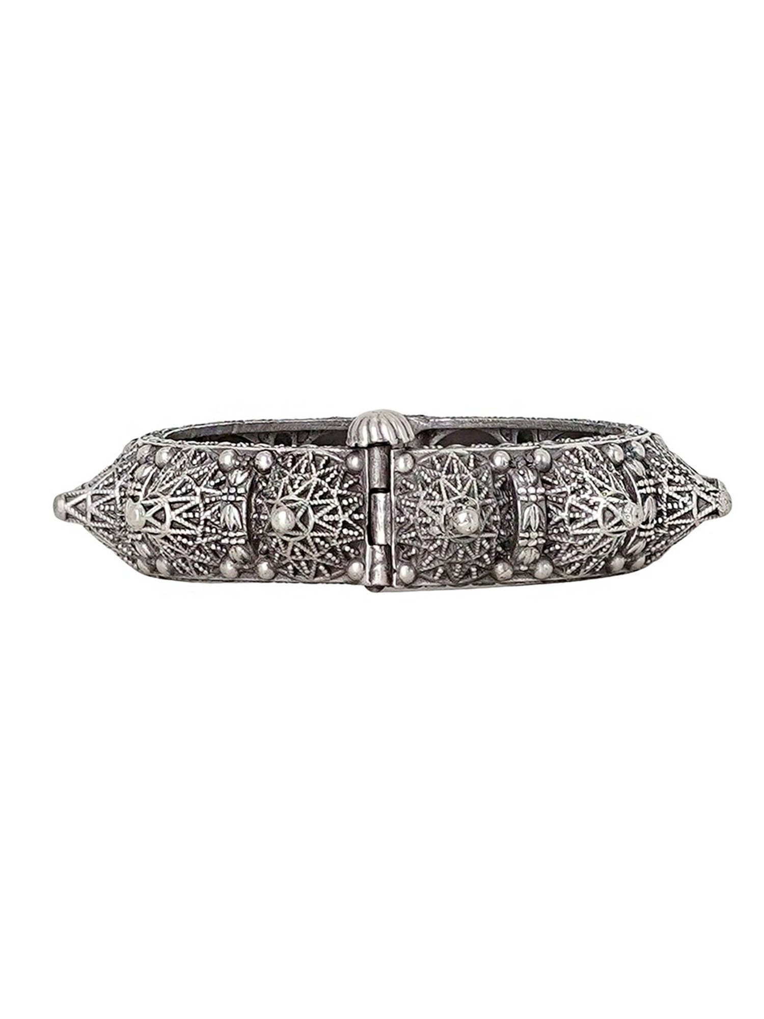 Teejh Ethnic  Pahal Silver Oxidized Bangle for Women