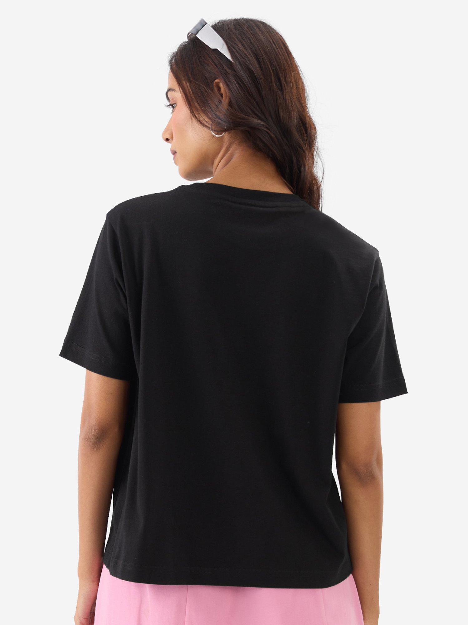The Souled Store Black Cotton Graphic Print T-Shirt