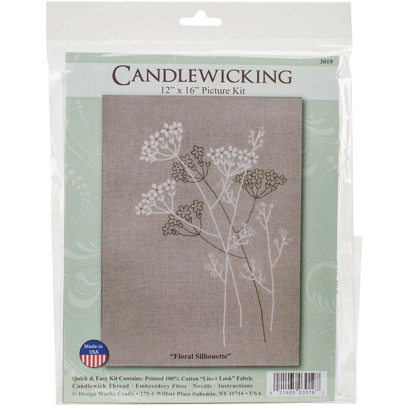 Design Works Candlewicking Kit 18"X24"-Floral Silhouette-Stitched In Thread