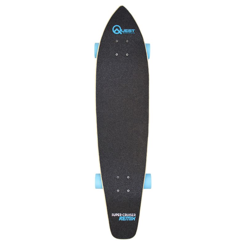Quest Super Cruiser REMIX 36" Longboard Skateboard - Aqua Blue/Wood