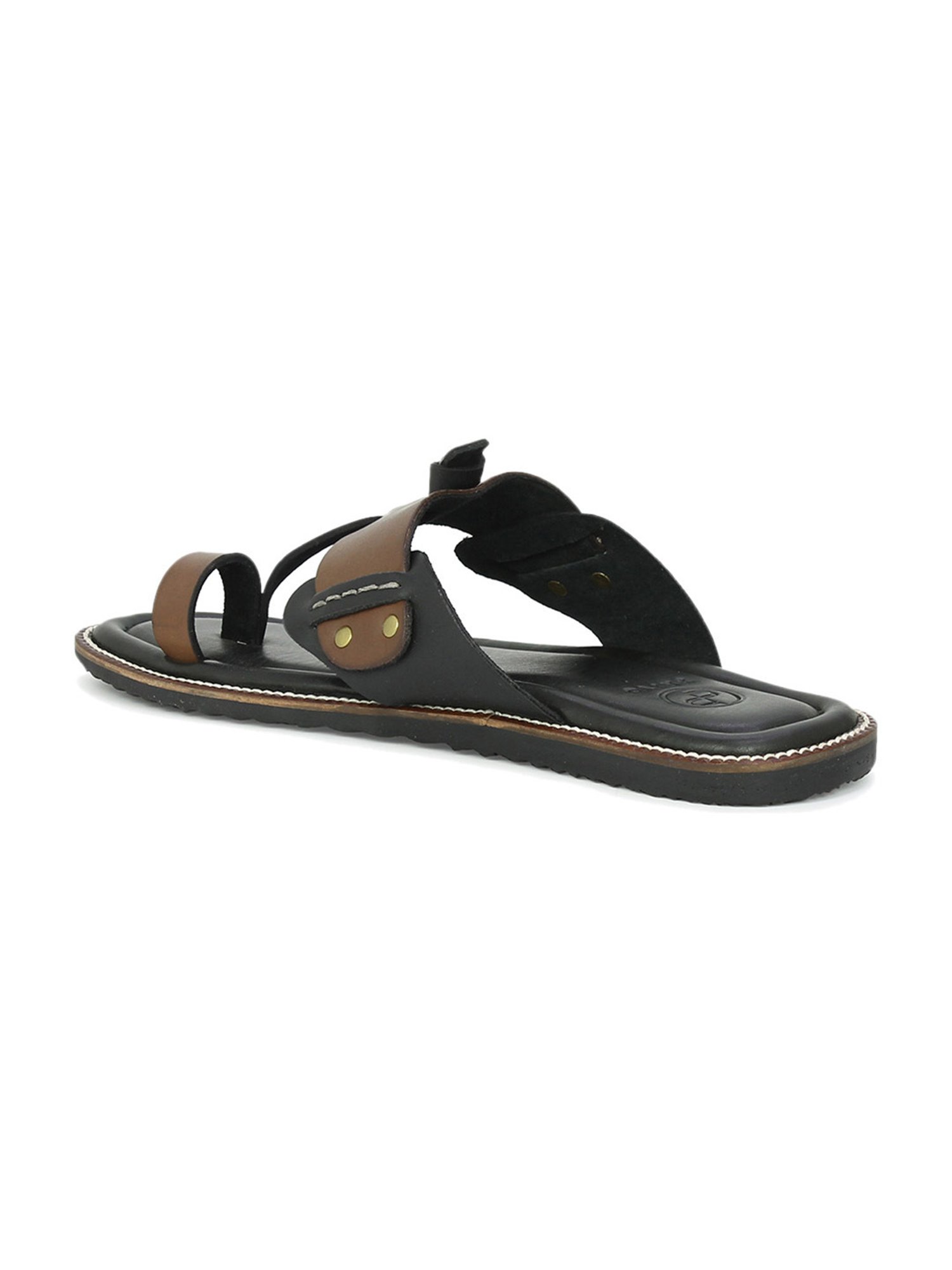 Privo by Inc.5 Men's Strapi Brown & Black Toe Ring Sandals
