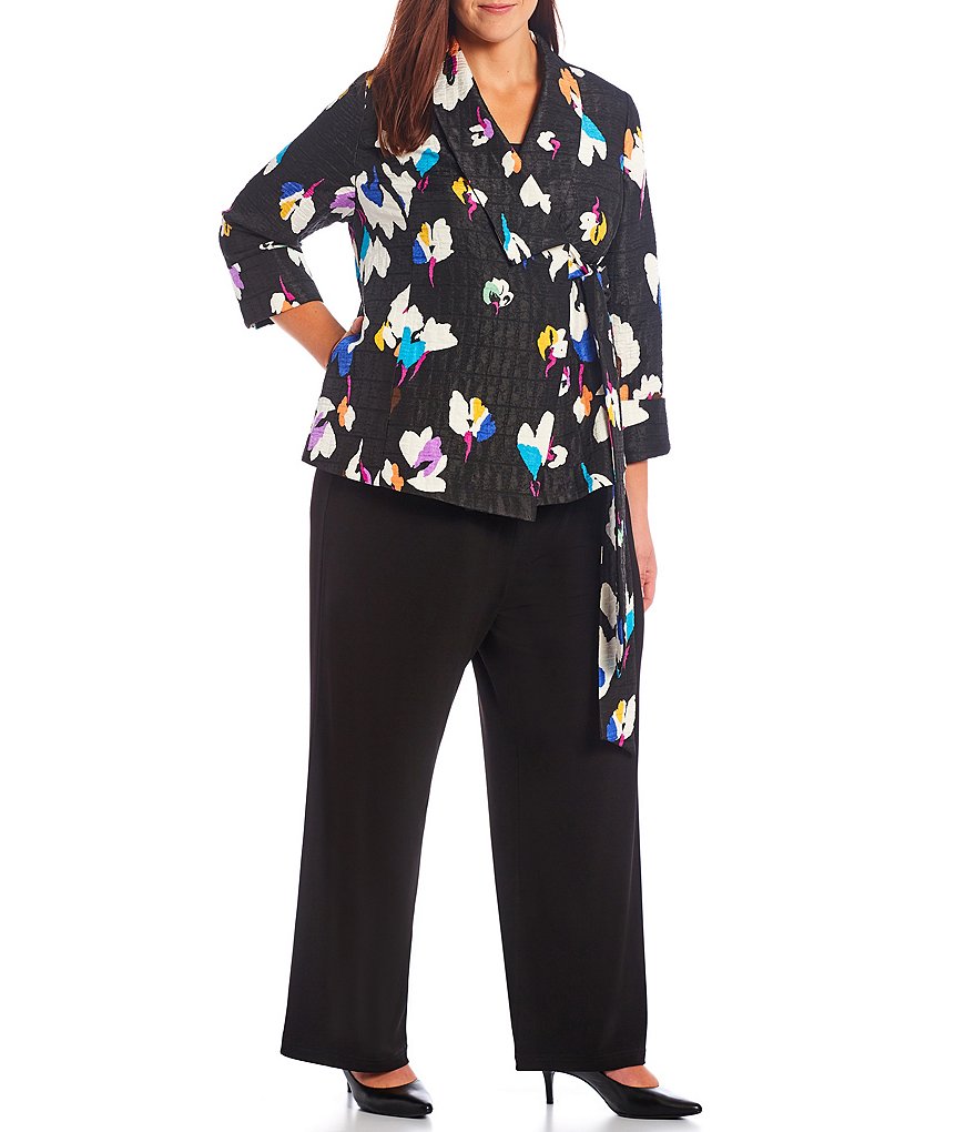 IC Collection Plus Size Notch Lapel Neck Bracelet Long Sleeve Side Tie Jacket