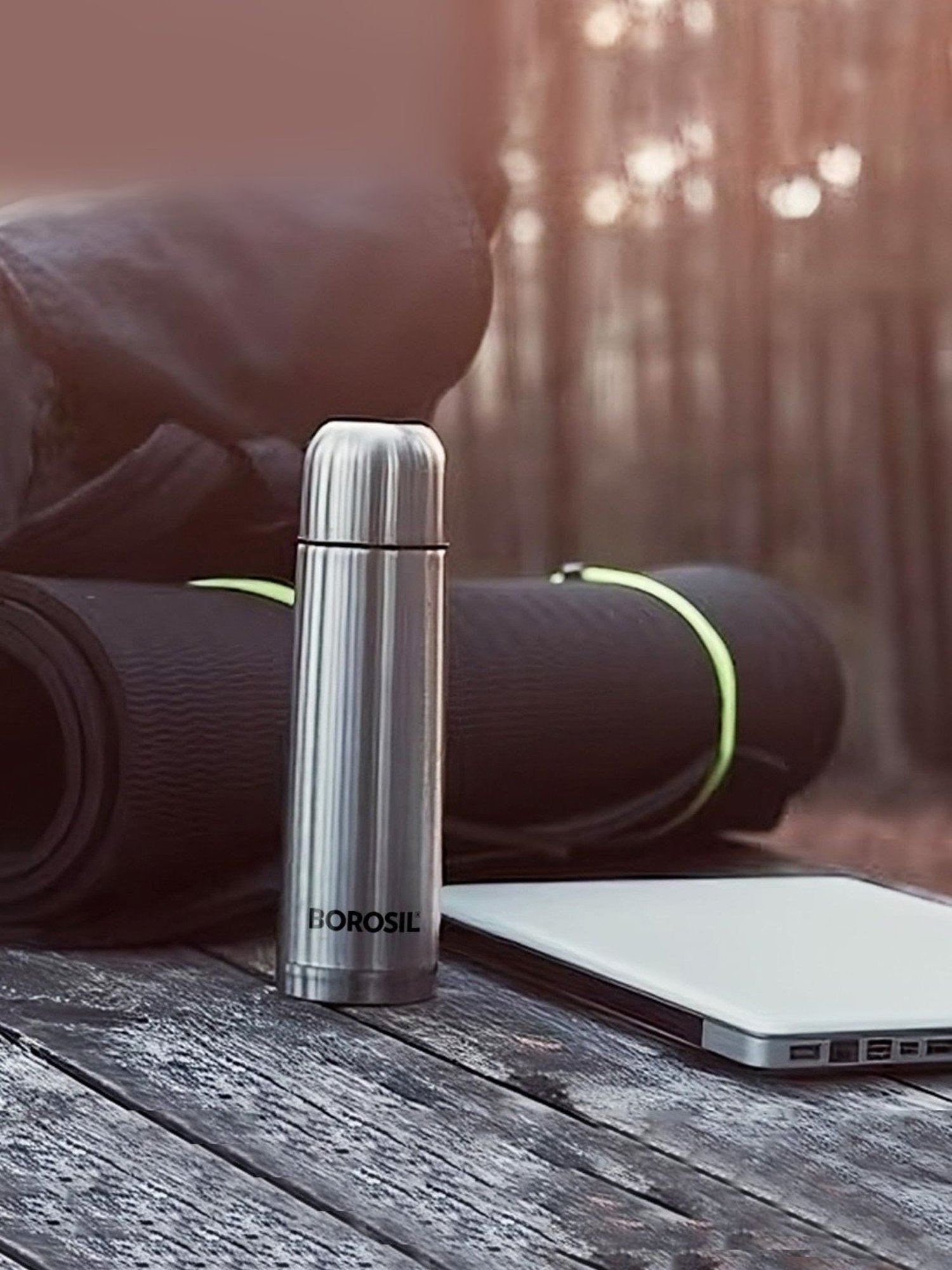 Borosil Silver Stainless Steel Double Wall Vaccum Insulated Water Bottles (1000ml)