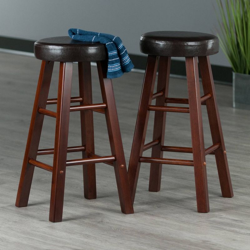 24" 2pc Maria Cushioned Counter Height Barstools Walnut/Espresso - Winsome