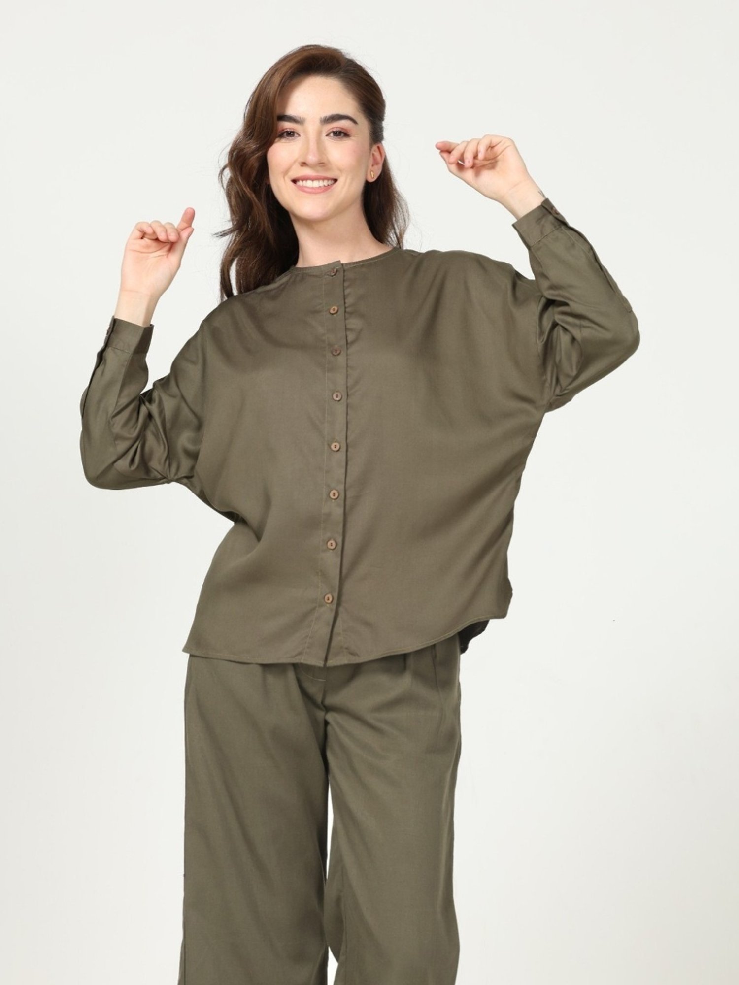 Saltpetre Elegant Olive Co-ord Set in Tencel