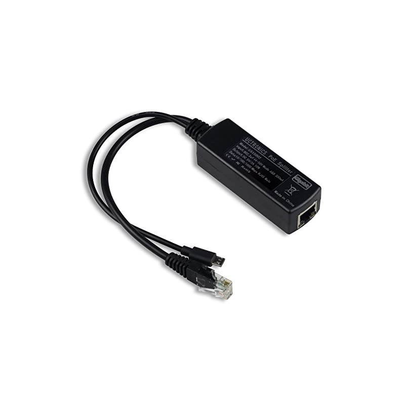 PoE Splitter Gigabit 5V Micro USB Power and Ethernet to Raspberry Pi 3B+ Work with Echo Dot Most Micro USB Security Camera and Tablet IEEE 8023af Compliant