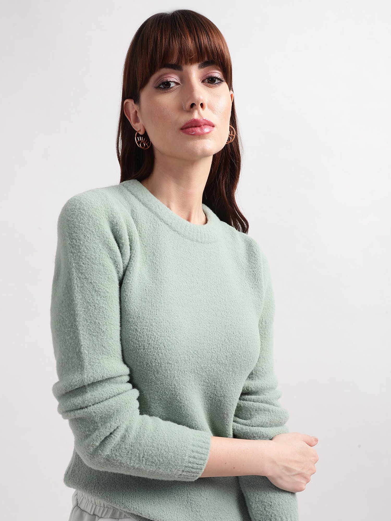 Elle Green Regular Fit Sweater