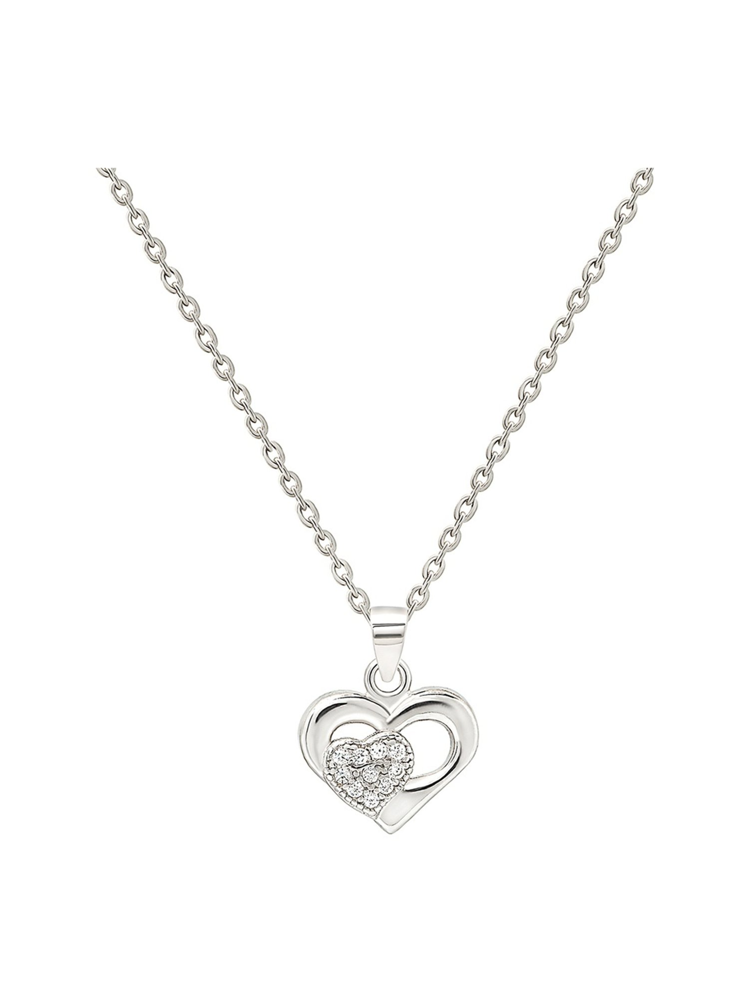 Silberry 92.5 Sterling Silver Floating Heart Pendant Chain
