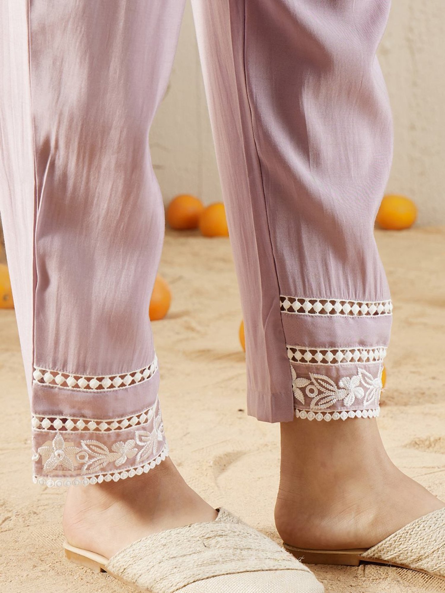 Indo Era Purple Embroidered Kurta Pant Set With Dupatta